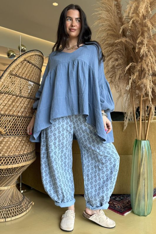 Suri Cushion Cotton Artist Smock Denim /15=